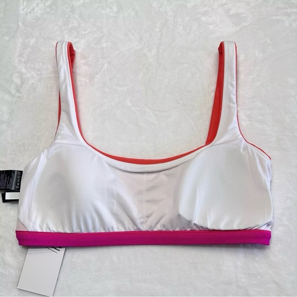 DKNY Bikini Swim Top Size L Pink Purple Band Logo Charm Padded New With Tags - Picture 6 of 14